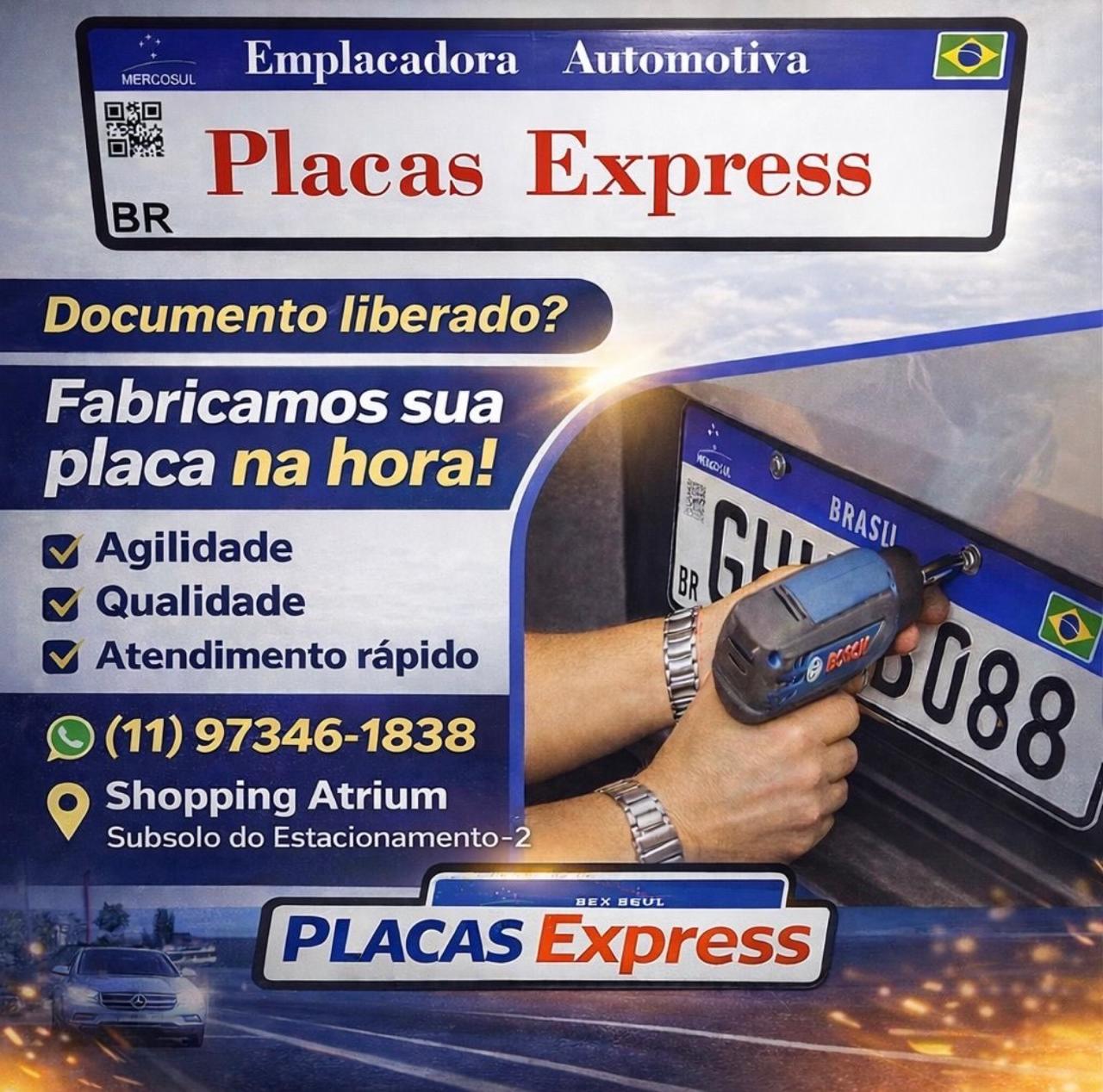 Instalação de placa Mercosul em veículo pela Placas Express